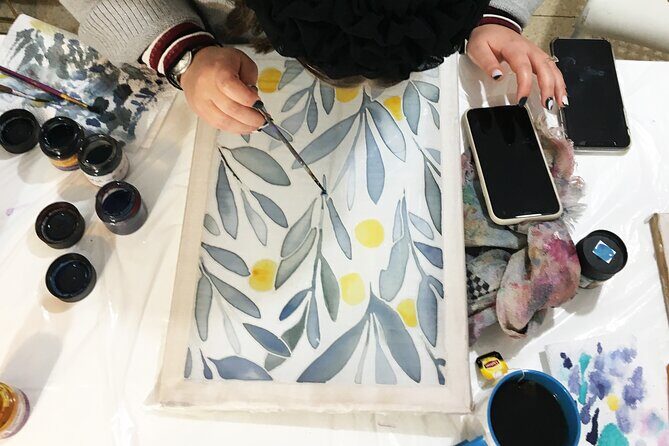 Private Silk Wall Hanging Painting Workshop in Jerusalem - The workshop flow: from gutta outline to finished 30x40cm wall hanging