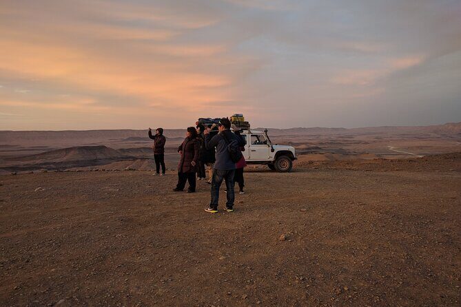 Sunset time Ramon Crater Jeep tour, bonfire and stargazing - Group size, pickup limits, and value of the $522 price